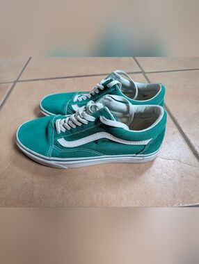 Vans Teal / Green & White Low-Top Skate Sneakers